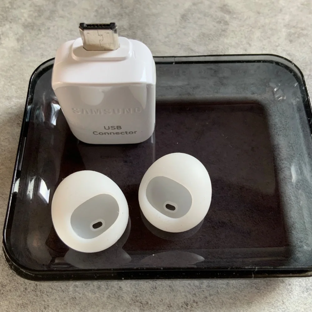 Samsung USB Connector, Ear Bud Covers and carrying Case